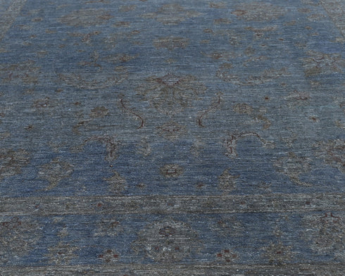 6x9 Chobi Gray Over Dye Afghan Handmade Floral Wool Area Rug