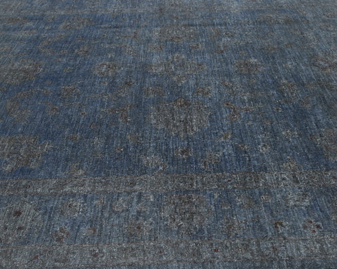6x9 Chobi Gray Over Dye Afghan Handmade Floral Wool Area Rug