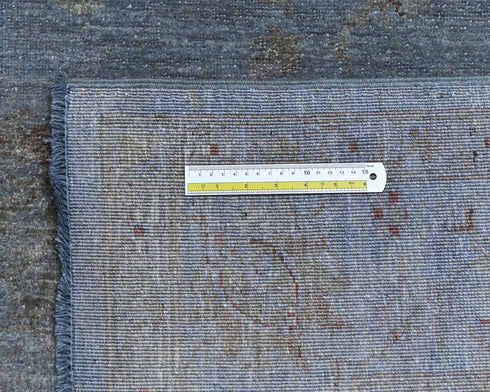 6x9 Chobi Gray Over Dye Afghan Handmade Floral Wool Area Rug