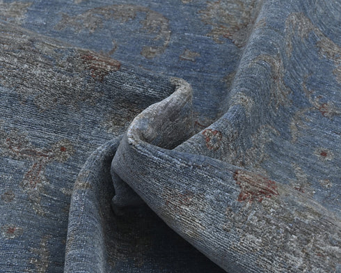 6x9 Chobi Gray Over Dye Afghan Handmade Floral Wool Area Rug