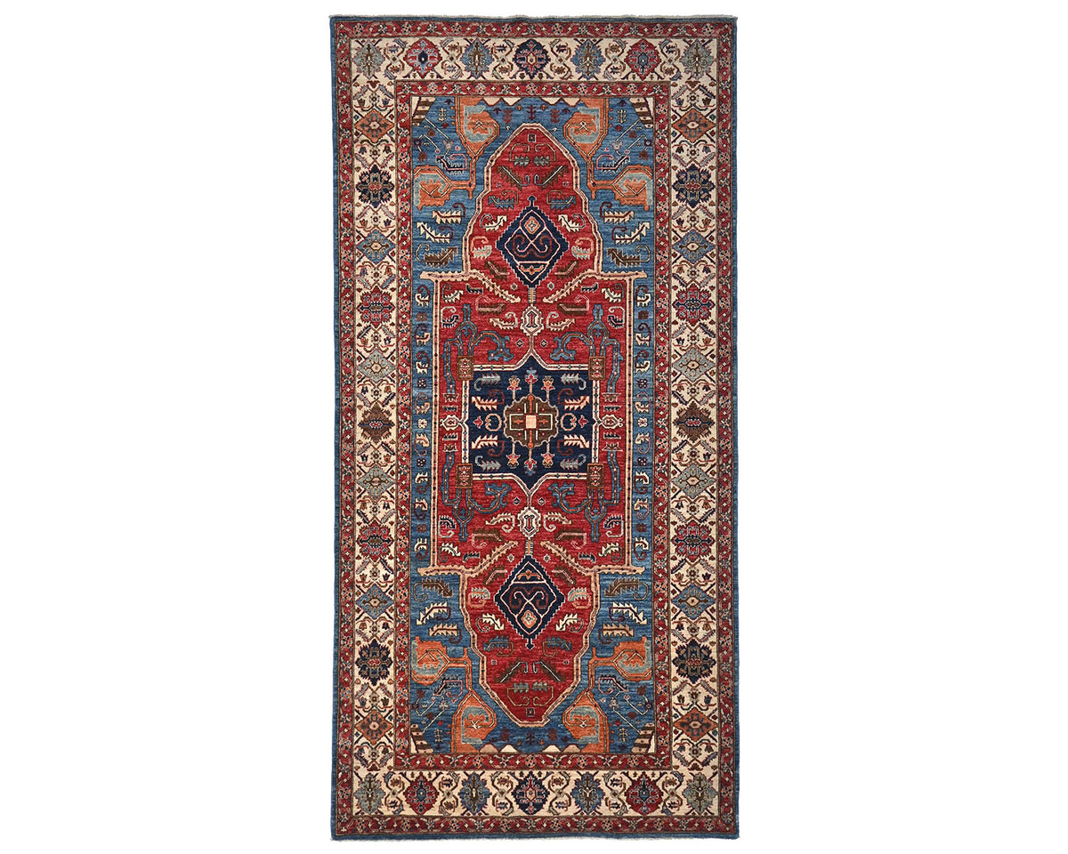 6x12 Blue Red Aryana Afghan Hand Knotted Veg Dye Wool Area Rug