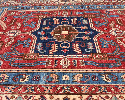 6x12 Blue Red Aryana Afghan Hand Knotted Veg Dye Wool Area Rug
