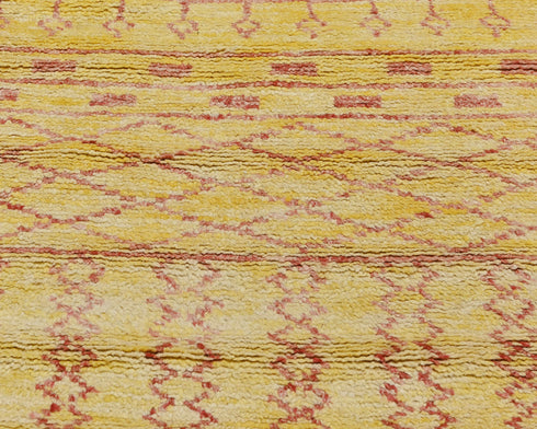 8 Feet Moroccan Golden Hand Woven Wool Runner Rug