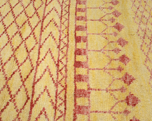 8 Feet Moroccan Golden Hand Woven Wool Runner Rug