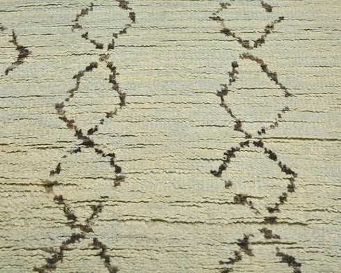 10 Feet Moroccan Beige Hand Woven Wool Runner Rug