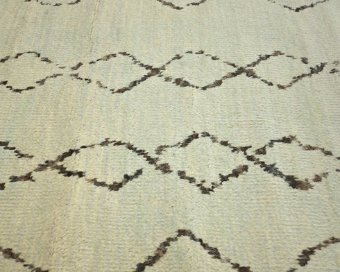 10 Feet Moroccan Beige Hand Woven Wool Runner Rug