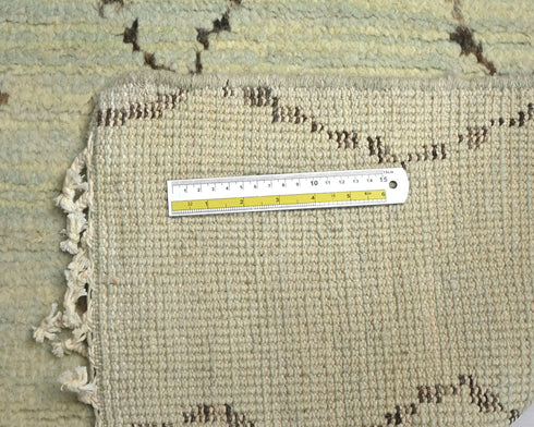 10 Feet Moroccan Beige Hand Woven Wool Runner Rug