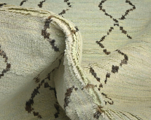 10 Feet Moroccan Beige Hand Woven Wool Runner Rug