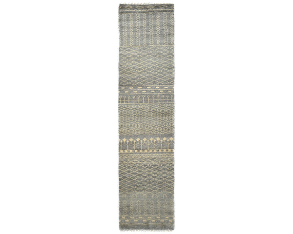 10 Feet Moroccan Gray Hand Woven Wool Runner Rug