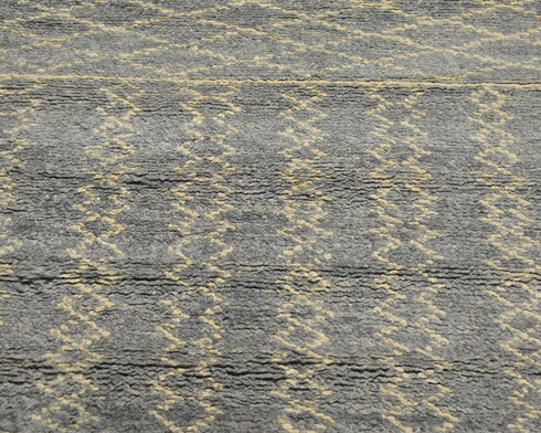 10 Feet Moroccan Gray Hand Woven Wool Runner Rug