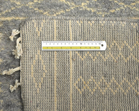 10 Feet Moroccan Gray Hand Woven Wool Runner Rug