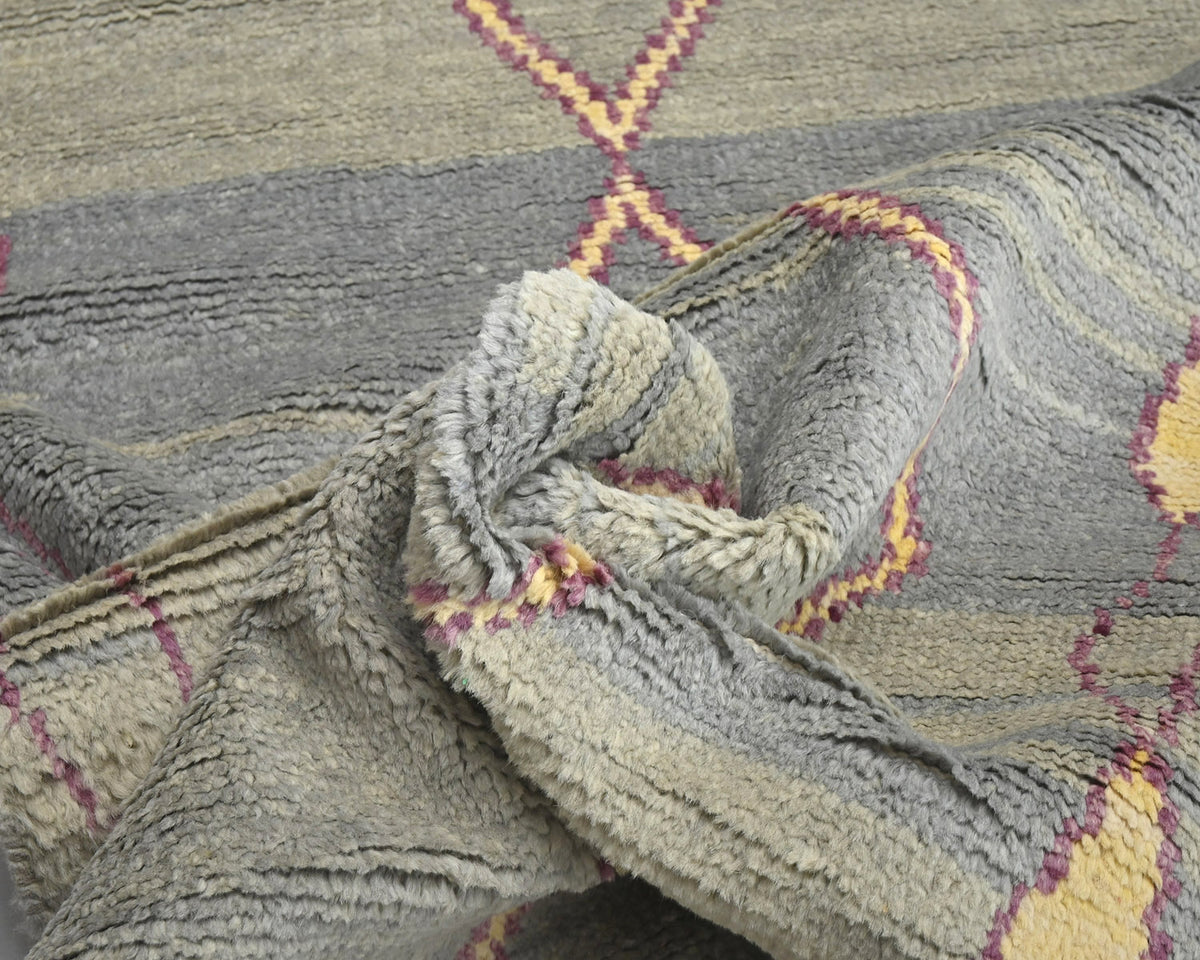 10 Feet Moroccan Gray Hand Woven Wool Runner Rug