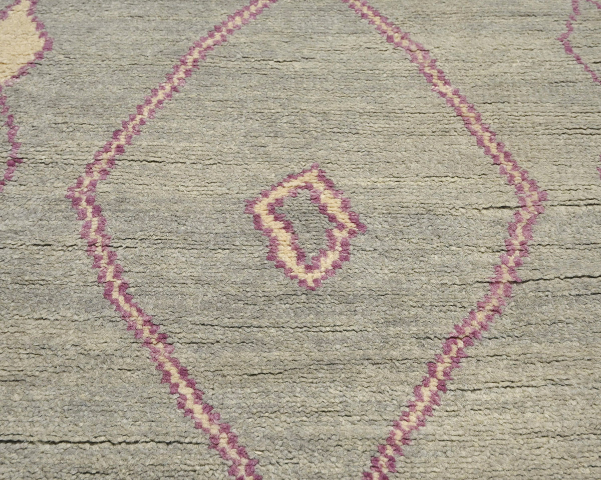 Alfombra marroquí de lana tejida a mano en gris de 13 pies