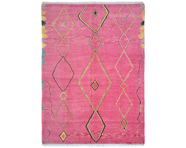 8x11 Moroccan Pink Hand Woven Wool Area Rug