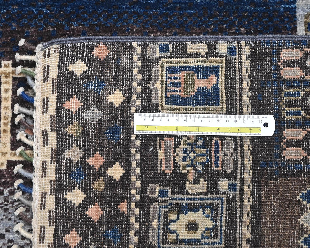 Alfombra afgana Khurgeen multicolor de lana anudada a mano de 4x6