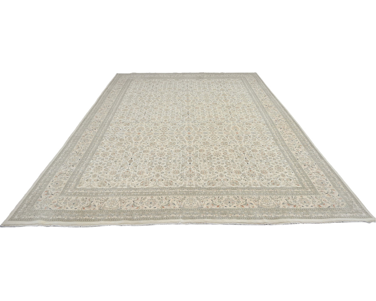 Alfombra de lana anudada a mano, estilo persa oriental, beige, 9 x 12