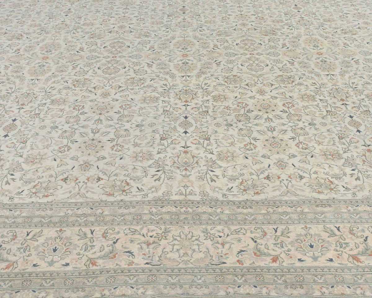 Alfombra de lana anudada a mano, estilo persa oriental, beige, 9 x 12