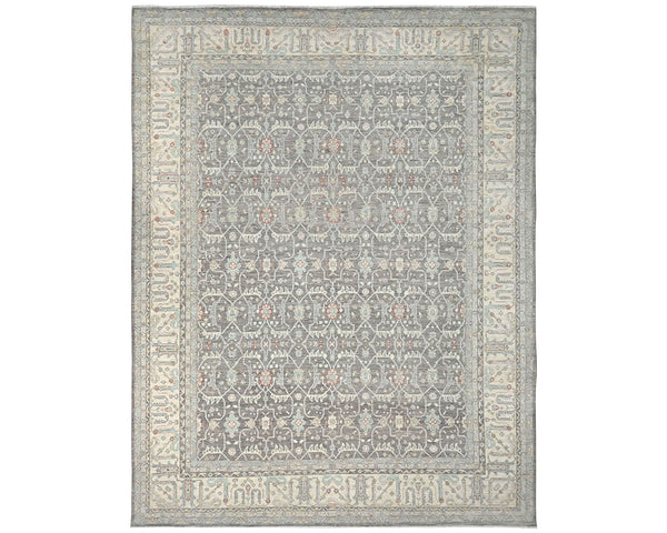 12x15 Zeigler Gray Afghan Hand Knotted Wool Area Rug