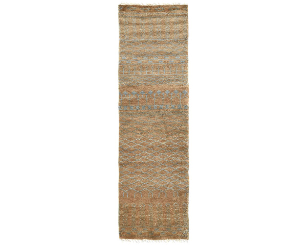 8 Feet Moroccan Brown Hand Woven Wool Runner Rug