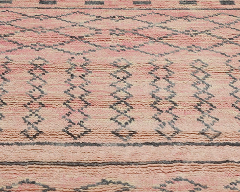 8 Feet Moroccan Pink Hand Woven Wool Runner Rug