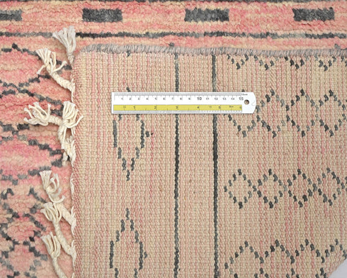 8 Feet Moroccan Pink Hand Woven Wool Runner Rug