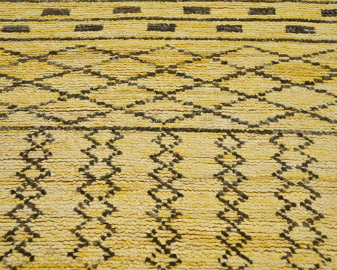 10 Feet Moroccan Golden Hand Woven Wool Runner Rug