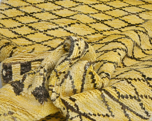 10 Feet Moroccan Golden Hand Woven Wool Runner Rug