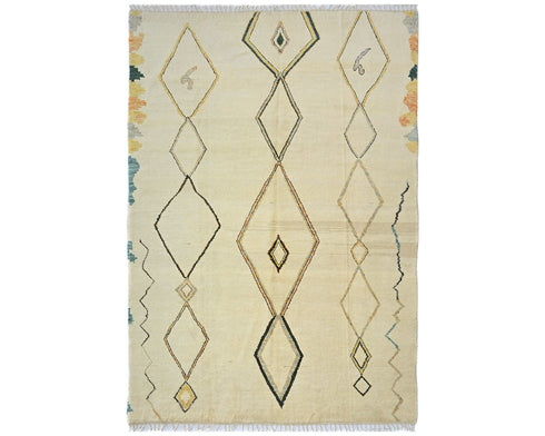 8x10 Moroccan Beige Hand Woven Wool Area Rug