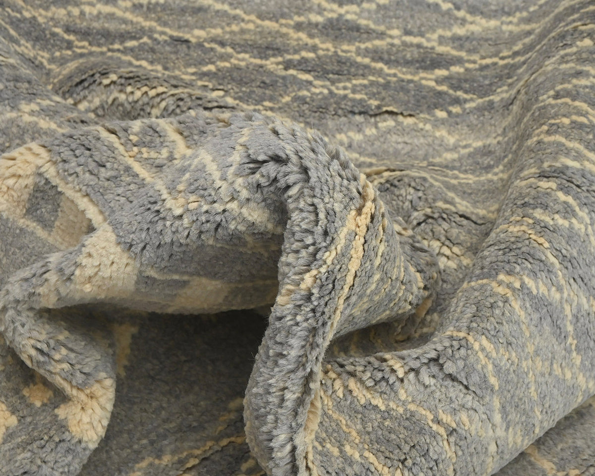 9 Feet Moroccan Gray Hand Woven Wool Runner Rug