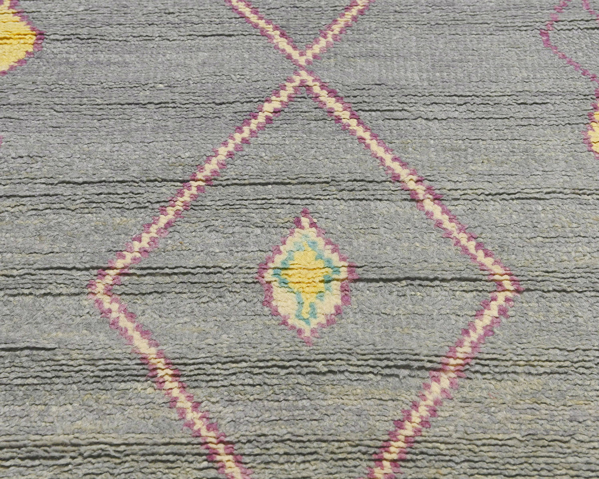 10 Feet Moroccan Gray Hand Woven Wool Runner Rug