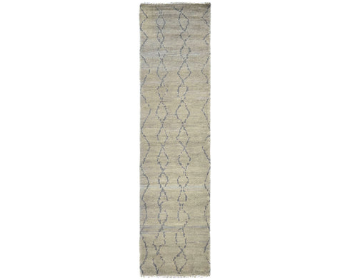 10 Feet Moroccan Gray Hand Woven Wool Runner Rug