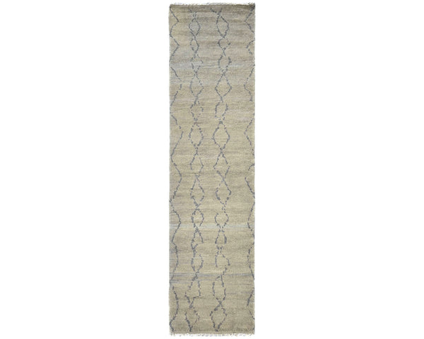 10 Feet Moroccan Gray Hand Woven Wool Runner Rug