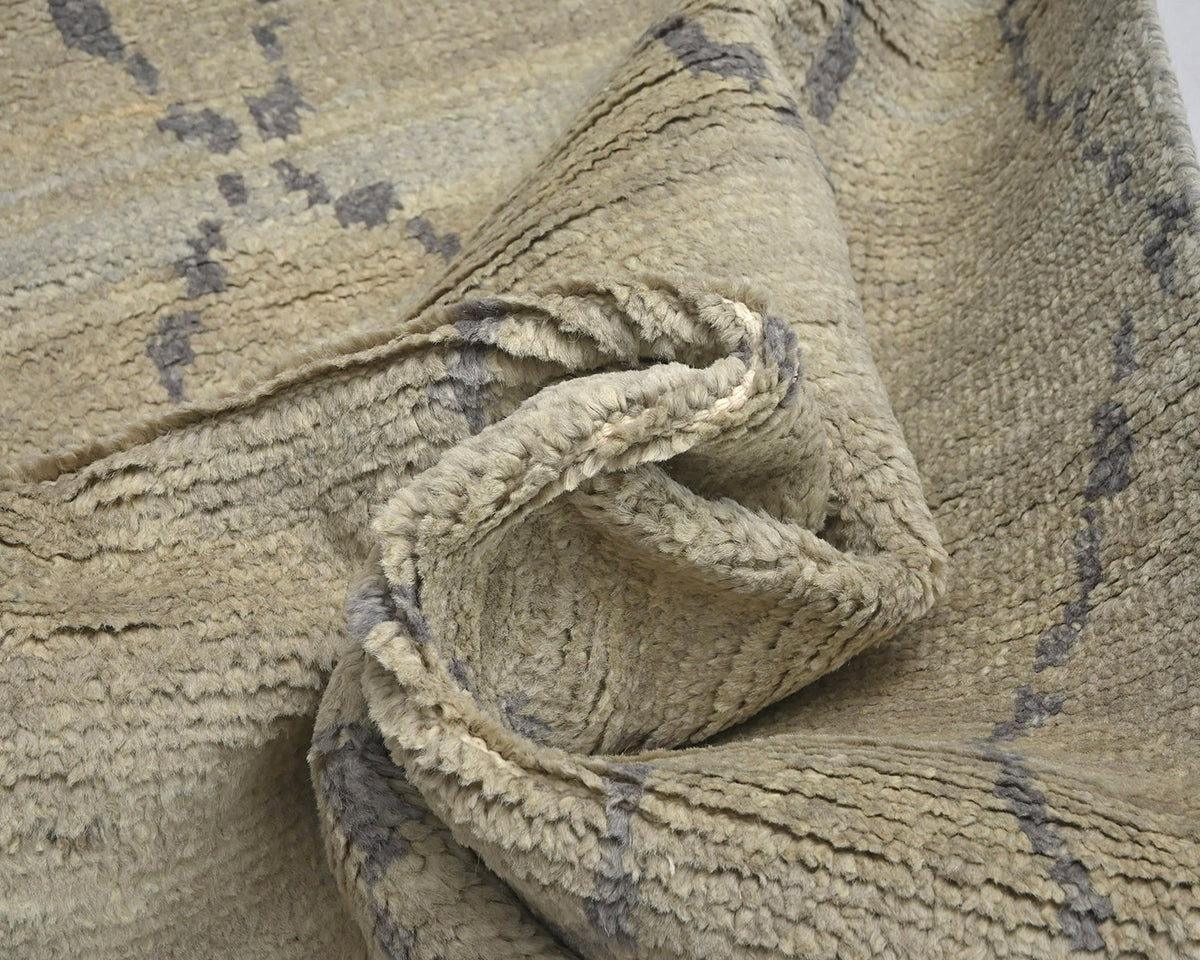 10 Feet Moroccan Gray Hand Woven Wool Runner Rug