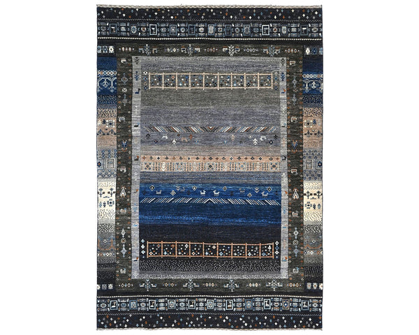 6x9 Gray Blue Khurgeen Afghan Hand Knotted Wool Area Rug