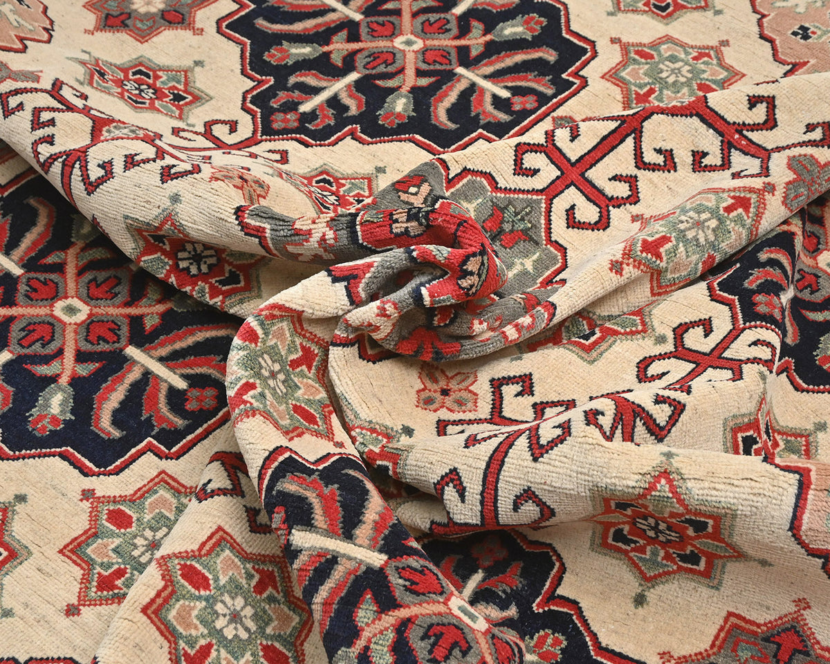 13x16 Beige Kuba Afghan Hand Knotted Wool Area Rug