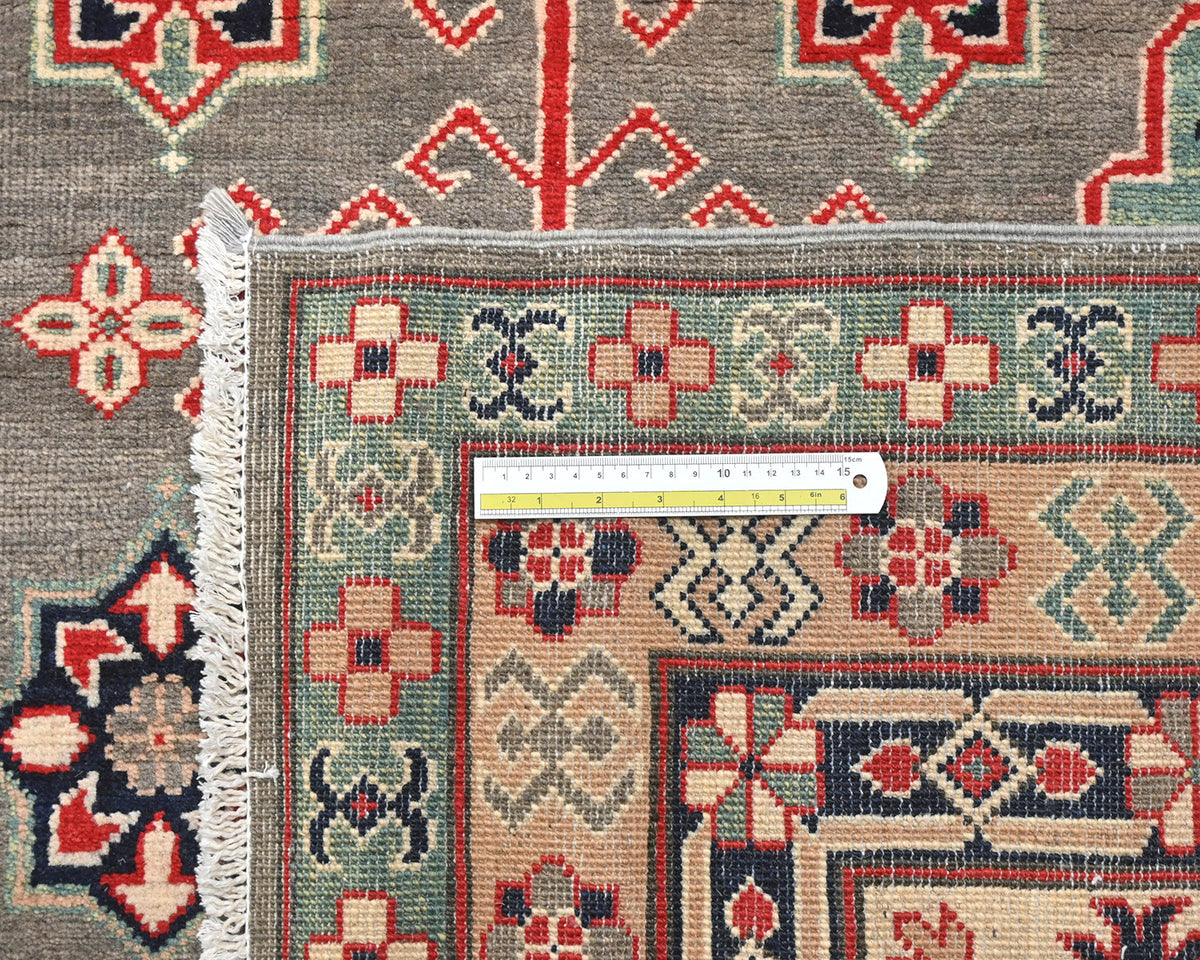Alfombra afgana Kuba de lana anudada a mano, color gris, de 13 x 16 pulgadas