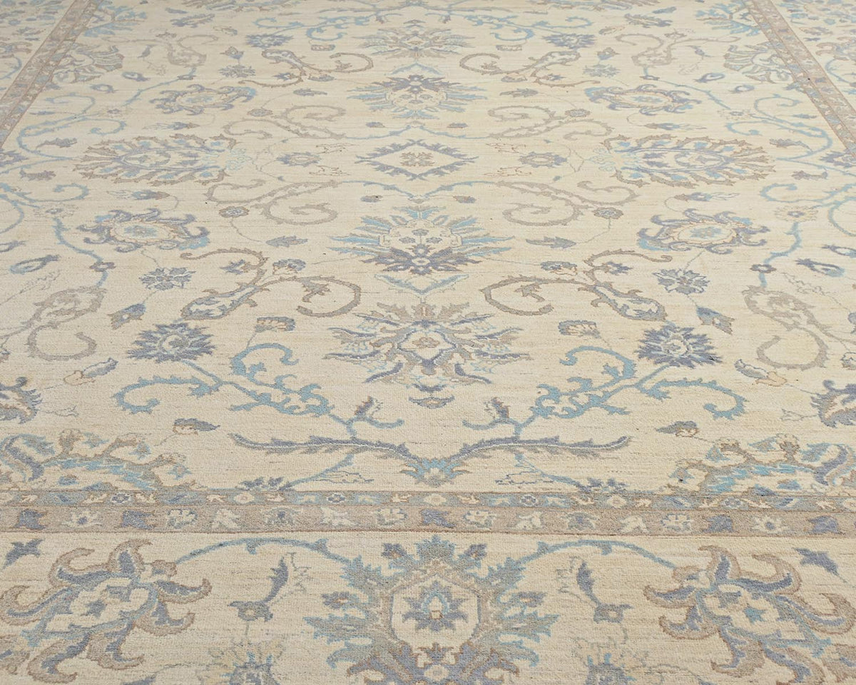 12x14 Zeigler Beige Afghan Hand Knotted Wool Area Rug