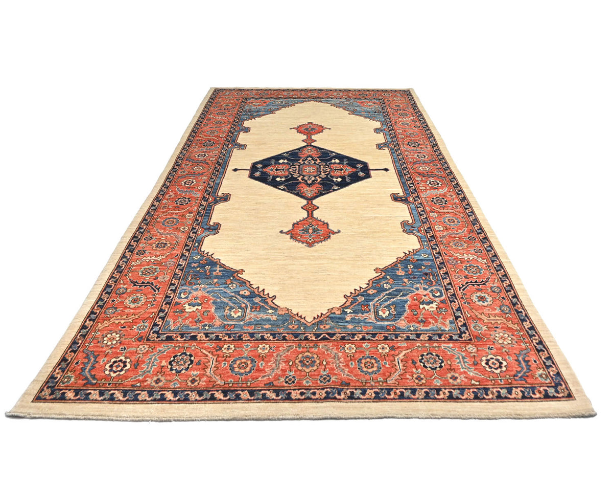 6x12 Beige Aryana Afghan Hand Knotted Veg Dye Wool Area Rug