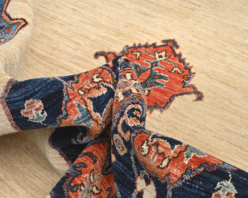 6x12 Beige Aryana Afghan Hand Knotted Veg Dye Wool Area Rug