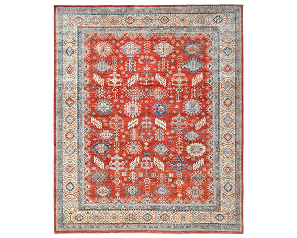 8x10 Rusty Red Aryana Afghan Hand Knotted Veg Dye Wool Area Rug