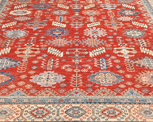 8x10 Rusty Red Aryana Afghan Hand Knotted Veg Dye Wool Area Rug