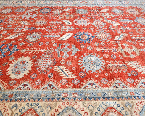 8x10 Rusty Red Aryana Afghan Hand Knotted Veg Dye Wool Area Rug