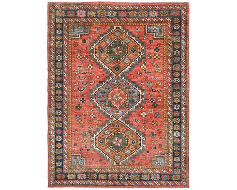 5x7 Rusty Red Ersari Afghan Hand Knotted Veg Dye Wool Area Rug