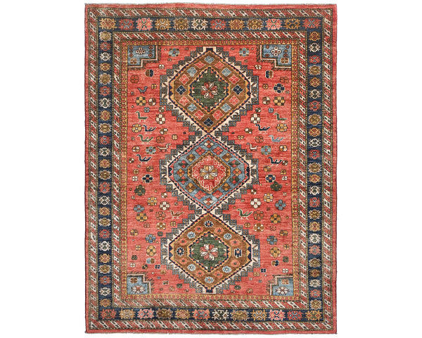 5x7 Rusty Red Ersari Afghan Hand Knotted Veg Dye Wool Area Rug