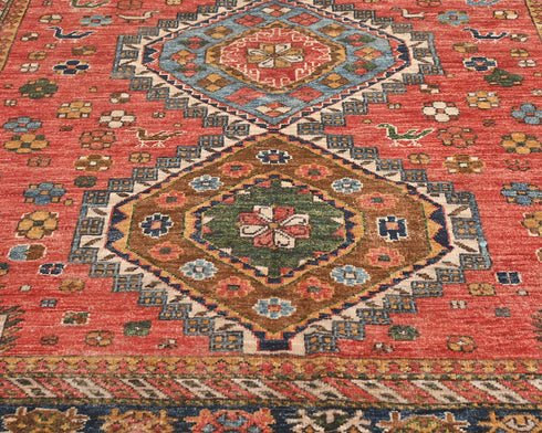 5x7 Rusty Red Ersari Afghan Hand Knotted Veg Dye Wool Area Rug