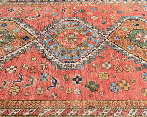 5x7 Rusty Red Ersari Afghan Hand Knotted Veg Dye Wool Area Rug