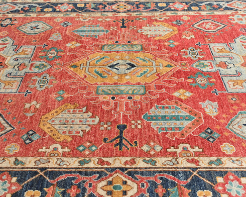 5x7 Red Blue Ersari Afghan Hand Knotted Veg Dye Wool Area Rug
