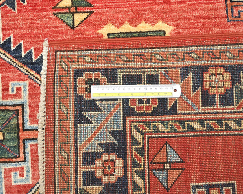 6x8 Red Blue Ersari Afghan Hand Knotted Veg Dye Wool Area Rug