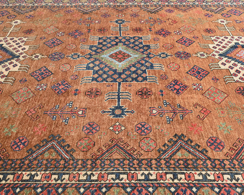 6x8 Brown Ersari Afghan Hand Knotted Veg Dye Wool Area Rug