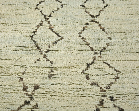 9 Feet Moroccan Beige Hand Woven Wool Runner Rug